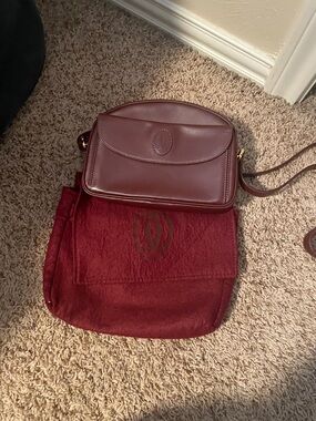 Cartier Burgundy Leather Crossbody Bag